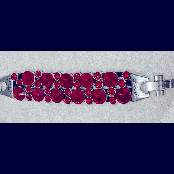 Jewelry - Plunderdesign Christmas Ruby Red Rhinestones/silver bracelet